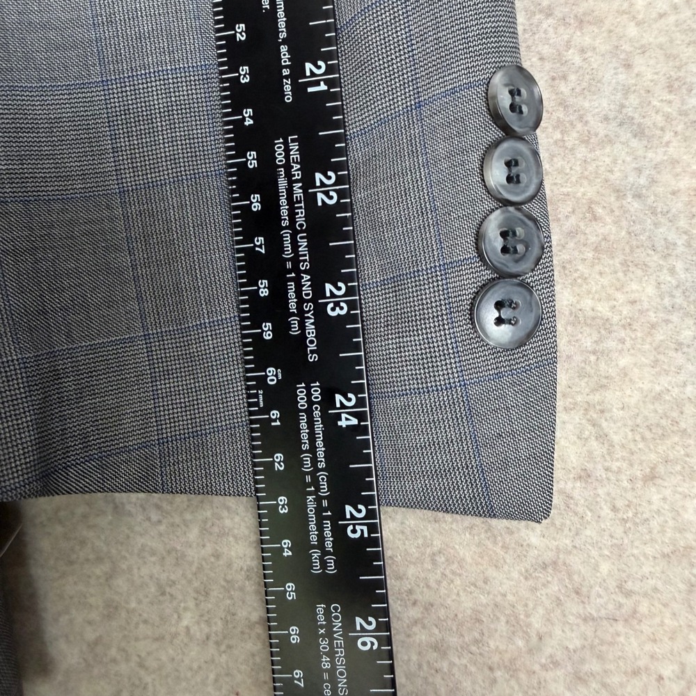 Jos A Bank Reserve Liberty Blazer 42R Cerruti 130s Wool Grey Plaid USA 3301/2FP - Picture 10 of 15